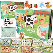 SpiritnSprout Toddler Busy Book for Toddlers 1-3 - Preschool Busy Book W/Zipper Pouch Activity Book for Toddlers 1-3 Farm Montessori Busy Book Road Trip Activities for Kids Toddler Travel Essential