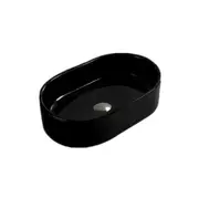 550*350*140mm Poseidon Color PA5535 Gloss Black/Gloss Black And White Ceramic Oval Above Counter Basin