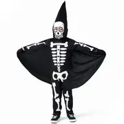 Kids Halloween Party Skeleton Cosplay Jumpsuit With Mask Costume,Black - 4-6 Years