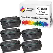 5 Pack Compatible Toner Cartridge Replacement for HP Q7553X 53X (7,000 pages) for HP LaserJet M2727nf MFP LaserJet M2727nfs MFP LaserJet P2010 LaserJet P2014 LaserJet P2014n LaserJet P2015d