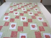 machine sewing handmade cotton size 48" x 76" patchwork applique quilt topper