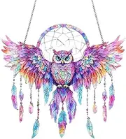 Owl Window Sun Catcher, Owl Acrylic Sun Catcher, Owl Window Sun Catcher 2D Window Stained Acrylic Owl, Feather Dry