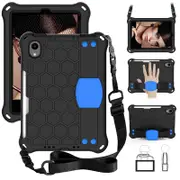 Catzon Hive iPad Case For iPad Mini 6 Durable Stand Cover With Shoulder Strap-BlackBlue