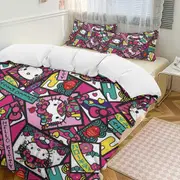 v228 Hello Kitty 3-Piece Twin Bed Set - Includes 1 Single Comforter And 2 Pillowcases Bedding - Fade Resistant Microfiber - Hello Kitty io228