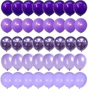 Purple Balloons, 60 Packs 12 Inch Metallic Chrome Purple Pearl Purple Macaron Purple Light Purple Different Shades Balloons for Girl Birthday, Wedding, Anniversary, Baby Shower, Princess Decoration