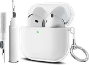 VANCLE Case for AirPods 4 Cover with Cleaner Kit & Key Chain, Anti-Scratch TPU Clear Case for Apple Airpods 4 2024 Released (Not fit for Airpods 3rd/2nd/1th) (Clear)