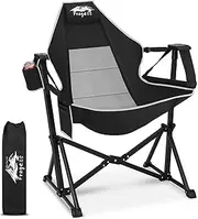 Fragess Hammock Camping Chair, Portable Camping Chair with Adjustable Back, Folding Hammock Chair Supports 330lbs, Rocking Camping Chair for Lawn, Camping, Patio, Traveling, Stargazer-Black