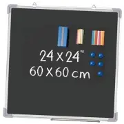 Chalkboard Set - 24 x 24 in Black Board with 1 Magnetic Chalk Eraser, 24x24 in