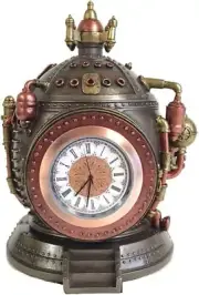 Cold Cast Bronze Steampunk Time Machine Trinket Box Clock