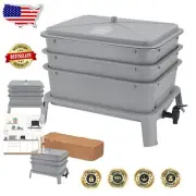4-Tray Worm Composting Bin Kit - Eco-Friendly Gray Indoor/Outdoor Solution