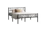 Oikiture Metal Bed Frame Double Size Bed Base Platform Black SIS