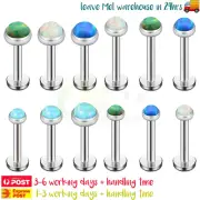 1Pair Labret Ear Studs Rings Opal Surgical Steel Helix Piercing Body Jewellery