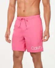 Calvin Klein Mens Regular fit Swim Trunks Swimwear Small / 7 Inseam Pink Solid