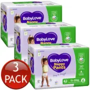 3 x Babylove Nappy Pants Jumbo Size 6 Junior 15-25Kg Unisex Nappies Pads 42 Pack