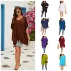 Beautybatik Boho Sollid Caftan V Neck Women Tunic Top Blouse Plus Size XL to 4X
