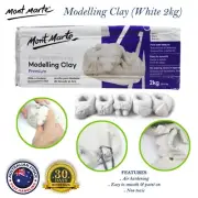 MONT MARTE Air Hardening Modelling Clay Block Air Dry Art Craft Hand White 2KG