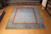 HANDMADE_8X10_FT. GABBA DESIGN Made out of Vegetable Dyed NATURAL WOOL Blue