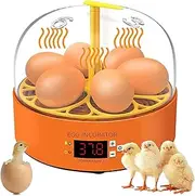 Egg Incubator, Fully Automatic 6 Eggs Poultry Hatching Machine with Automatic Egg Turning & Temperature Control Digital Incubators, Suitable for Eggs, Duck Eggs and Goose Eggs