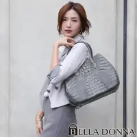 在飛比找momo購物網優惠-【BELLA DONNA】經典鱷魚皮手提肩背包-灰(限量售完