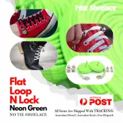 No Tie Shoelace Flat Elastic Shoe Boot Lace Sneaker Converse Neon Green LOOP