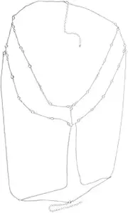 [Generic] Bohemian Chain Bra Sexy Beads Shiny Luxury Long Rhinestone Bra Body Chains Statement Body Chain Jewelry Cross for Women Beach Body Accessories