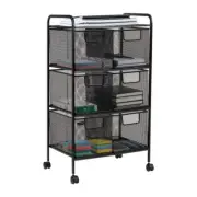 Mind Reader Storage Cart 6-Tier Metal 4-Wheeled Rolling Utility W/ Drawers Black