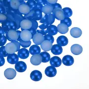 300pcs Flatback Pearls 14mm ABS Plastic Half Round Dome Pearls, Dark Blue
