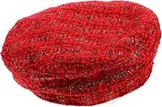 [GLSTOY] Vintage Beret Caps for Women Hats for Women Berets for Women Christmas Beret Hat Fuzzy Hats Women Hat for Women Beret Hat Women Hats French Beret Beanie Hat with Visor Red