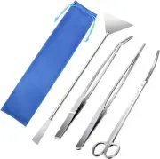 Aquascaping Tool Kit Long Plant Aquarium Fish Tank Tweezers Scissors Spatula 4PC