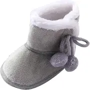 [TOZLU] Baby Girls Boys Soft Booties Christmas Winter Plush Snow Anti-Slip Fur Lined Boots Infant Toddler Warming Shoes (Gray, 12-15Months)