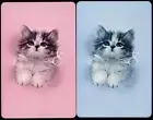 VINTAGE KITTEN BLUE AND PINK SWAP CARDS SET OF TWO BRAND NEW CONDITION