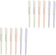 FRCOLOR 2sets Men's Women's Eyebrow Shaver Razor Portable Trimmer Sliding Cover Stainless Steel for Beauty Routine 6pcs*2