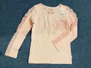 Pumpkin Patch Shell Pink Lace insert Long sleeved Tee Size 11