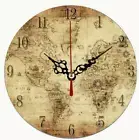 World Globe Vintage Look Frameless Borderless Wall or Shelf Clock 4.8"x4.8"