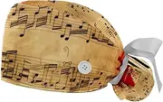 [YTYVAGT] 2-Pc,Gourd-Shaped Working Cap,Fisherman Hat with Buttons and Cotton Sweatband,Abstract Music Note Pattern