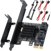PCI-E X1 to SATA 3.0 Controller Card, 4-Port SATA III 6Gbps Expansion Cards, Su