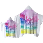 Positive Motto Colorful Pastel Live Love Travel Towel with Hood