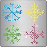 GORGECRAFT Viking Stencil Symbol Reusable Drawing Journal Stencil Rune Pattern Vegvisir Compass Stainless Steel Template for DIY Engraving Painting Scrapbooking Pyrography Wood Burning Embossing