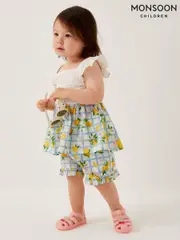 Monsoon Blue Baby Broderie Top and Lemon Print Shorts Set (H17589) | $55 - $65