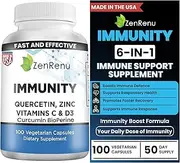 Quercetin, Zinc Picolinate, Vitamin C & D3 Supplement - Immune Support, Seasonal Allergy Relief, Cardiovascular Health & Immunity Booster - Made in The USA by Zenrenu