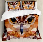 Retro Queen Duvet Cover Set Geometric Boho Triangles with 2 Pillow Shams