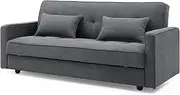 Junny 3-Seater Sofa Bed with Storage Couch with Cushions Timber Frame High-Density Foam Modern Pull Out Sofa Convertible Bed for Living Room Small Space Furniture 91H x 207W x 90D cm Blue