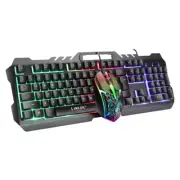 Wired USB Mechanical Gaming 104 Keys Keyboard RGB LED Backlit + MOUSE+PAD