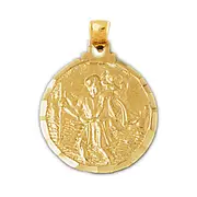 14K Gold Saint Christopher Round Medallion
