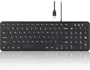 Perixx PERIBOARD-213C Wired Silent USB-C Scissor Keyboard - 14.45x4.76x0.71 Inches Compact Design with Number Pad - Black - US English