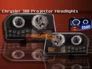 05-09 CHRYSLER 300 PROJECTOR HEADLIGHTS BLACK 2 HALO CCFL LED (for: Chrysler)