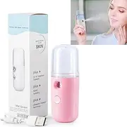 Facial Mister,Mini Face Humidifier Portable Facial Sprayer,Atomization Skin Care Machine,USB Rechargeable Mist Sprayer,Face Humidifier,30ml Visual Water Tank for Face Hydrating (Pink)