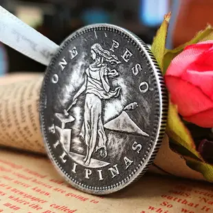 1906菲律賓1比索硬幣 錘子拿花女神外國錢幣仿古銀元紀念章幸運幣