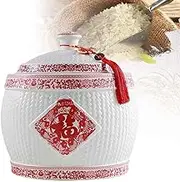 Food Storage Container with Lid Ceramic Rice Dispenser Sealed Rice Bucket for Kitchen Ceramic Rice Jar Large Grain Flour Soybean Container Storage(12.5KG)