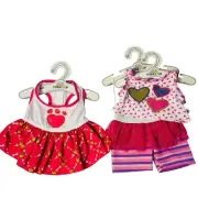 Build a Bear Clothes Lot of 2 Pet Pink Paw Dress and Hearts Skegging Sparkle NWT